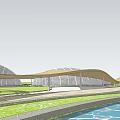 Modern Landscape Design With Domed Structures Green Lawns Winding Pathways And Water Feature