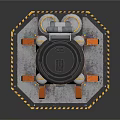 Industrial Equipment With Orange Black Body Yellow Top Multiple Support Legs Base