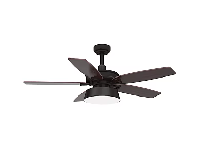 Modern Ceiling Fan With Dark Brown Blades And Integrated Light Fixture 3d model