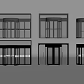 Various Revolving Door Designs With Black And Gold Frames And Glass Panels
