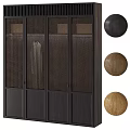 Modern Dark Wooden Wardrobe With Mesh Doors And Decorative Balls For Home Decor