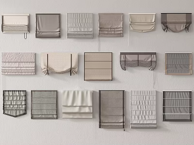 Different Styles And Colors Of Roman Shades 3d model Different Styles And Colors Of Roman Shades 3d model