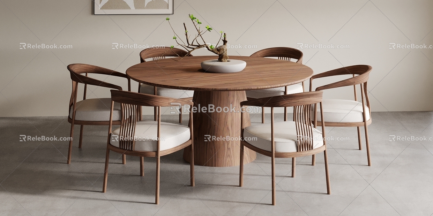 New Chinese Dining Table Chair Chair Table 3d model