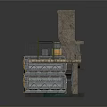 Industrial Mechanical Equipment With Large Circular Device Metal Platform And Stacked Crates