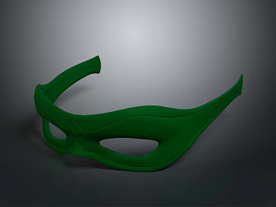 Green Superhero Mask With Curved Design And Eye Holes For Costume Use 3d model