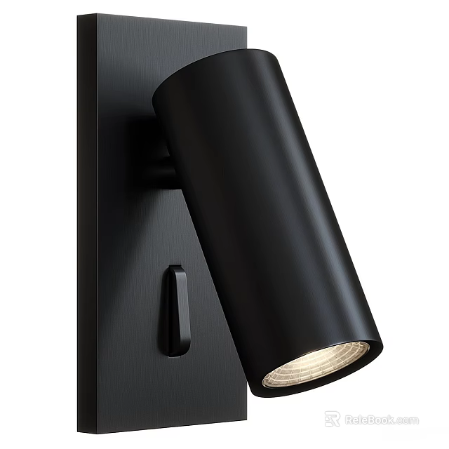 Modern Black Wall Mounted Light Fixture With Cylindrical Design And Switch 3d model 