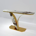 Modern Console Table With Marble Top And Golden Curved Base Design 3d model