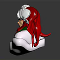 Anime Character Bust with White and Red Hair Yellow Top Green Collar and X Symbol