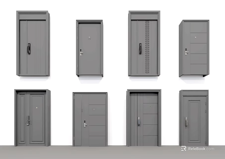 Various Styles Of Modern Security Doors For Home Safety And Protection 3d model 