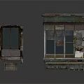 Vintage Building Facade Structures With Old Wooden Frames And Weathered Details