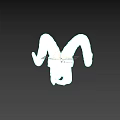 Detailed White Ram Skull Featuring Large Curved Horns On Plain Gray Background