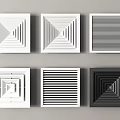 Modern Square Air Conditioner Vents With Various Geometric Patterns And Colors 3d model