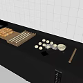 Fresh Baking Ingredients On Stainless Steel Kitchen Counter With Croissants Dough Balls And Rolling Pins