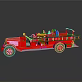 Vintage Red Fire Truck Model With Ladder Seats And Black Wheels