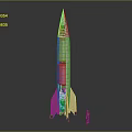 Sleek Metallic Rocket Model Featuring Transparent Green And Red Sections On Stable Base