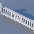 White Classical Balustrade 3D Rendered with Ornate Columns Finials and Shadow on Light Blue Background 3d model