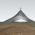 Spiritual Religious Worship Space With Modern Geometric Triangle Design And Natural Light