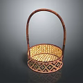 Handwoven Traditional Wicker Basket with Curved Handle and Intricate Weave Pattern for Daily Household Use