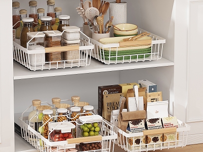 Kitchen seasonings bottle tank cabinet basket props model