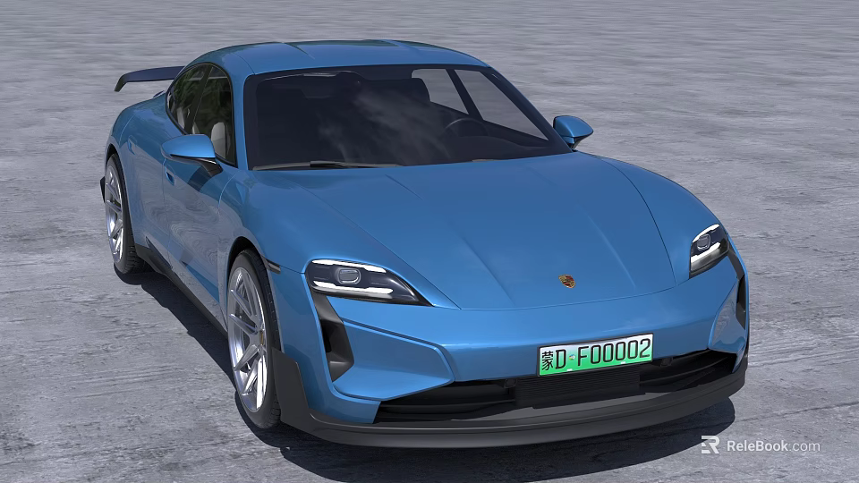Blue Sports Car With Sleek Design And License Plate 3d model 