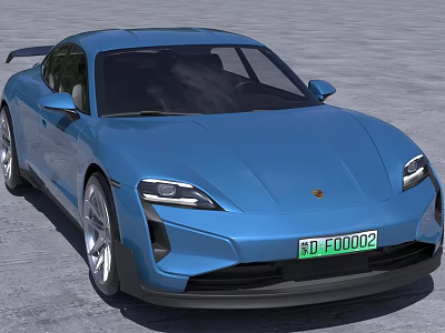 Blue Sports Car With Sleek Design And License Plate 3d model