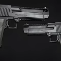 Two Magnum Research Desert Eagle Black Pistols With Modern Tactical Design