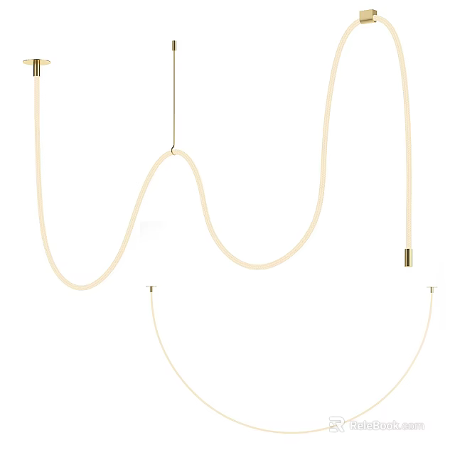 Modern Curved Metal Pendant Light Design With Sleek Hanging For Interior Decoration 3d model 