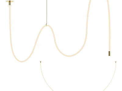 Modern Curved Metal Pendant Light Design With Sleek Hanging For Interior Decoration 3d model