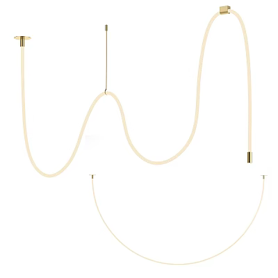Modern Curved Metal Pendant Light Design With Sleek Hanging For Interior Decoration 3d model