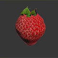 Fresh Red Strawberry With Green Leaves On Dark Background And Juicy Texture