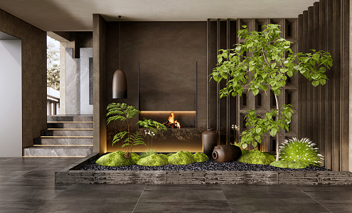 Silent landscape sketch indoor plant landscape landscaping 3d model