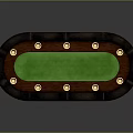 Oval Game Table With Green Felt Surface Wooden Legs And Yellow Dots