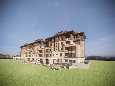 New Chinese-style Residential Building Multi-storey Residence 3d model