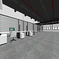 Modern Reception Area Interior Design With Geometric Desk Marble Floor Green Plant And Seating