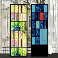 Decorative Ornament Combination Featuring Colorful Stained Glass Screens For Modern Home Interior