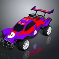 Sporty Purple and Red Toy Racing Car with Large Wheels Rear Wing and Number 8