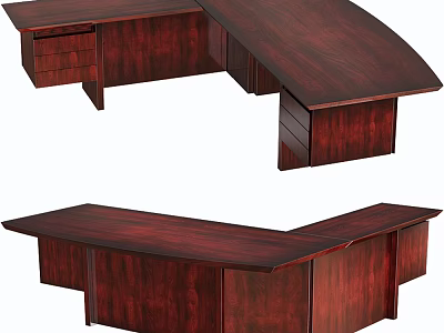 Sturdy Wooden L shaped Office Desk With Drawers And Large Worktop 3d model