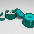 Green Round Storage Boxes With Lid And Compartments For Organizing Small Items 3d model