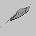 Traditional Wooden Boat With Blue Canopy And Outboard Motor For Water Travel