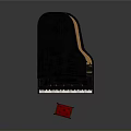 Black Grand Piano With Red Stool For Home Living Room Furniture
