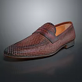 Stylish Brown Snakeskin Texture Leather Loafers With Elegant Design And Smooth Sole