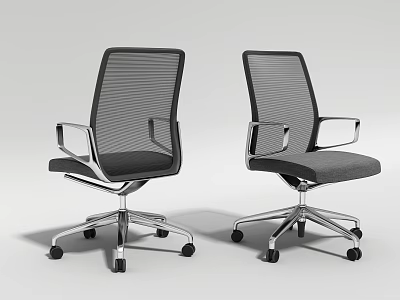 Modern Office Chairs With Mesh Backrest Metal Armrests And Five Star Caster Base 3d model