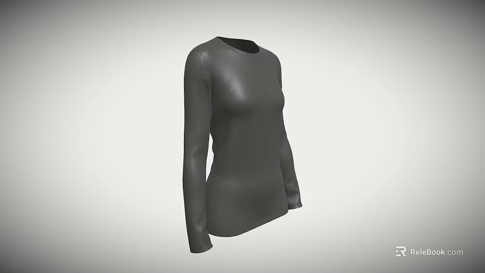 Dark Gray Long Sleeve Plain Top for Kids Comfortable Basic Wear 3d model 