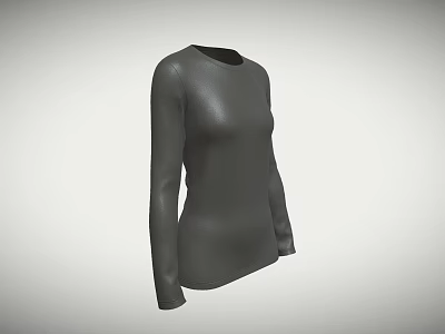 Dark Gray Long Sleeve Plain Top for Kids Comfortable Basic Wear 3d model
