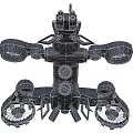 Mechanical Robot Structure Featuring Symmetrical Wings Central Emblem And Circular Parts 3d model