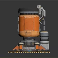 Industrial Equipment With Orange Black Body Yellow Top Multiple Support Legs Base