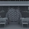 New Chinese Dining Table and Chair Combination Table and Chair Combination 3d model
