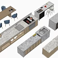 Modern Bar Counter Design With Marble Top Island Cabinets And Seating Stools