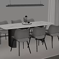 Modern Dining Table Set With White Tabletop Gray Chairs And Black Legs