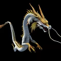 Mythical White Dragon With Golden Horns Yellow Fins And Long Whiskers